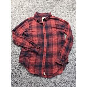 American Eagle Shirt Women Small Pink Plaid Boyfriend Fit Preppy Casual Button